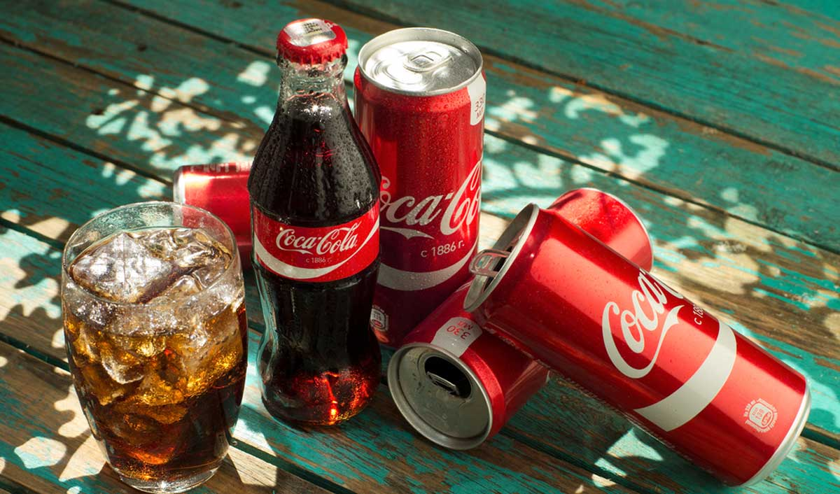 Coca Cola glass bottle with a classic logo design